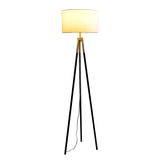 Sway Brassed Gold Floor Lamp with On/Off Switch Triple Legs White Fabric Shade - FLL03701901