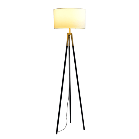 Sway Brassed Gold Floor Lamp with On/Off Switch Triple Legs White Fabric Shade - FLL03701901