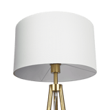 Sway Brassed Gold Floor Lamp with On/Off Switch Triple Legs White Fabric Shade - FLL03701901