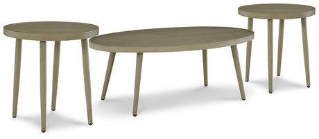 Swiss Valley Outdoor Coffee Table with 2 End Tables in Beige from Ashley - Luna Furniture