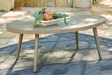 Swiss Valley Outdoor Coffee Table with 2 End Tables in Beige from Ashley - Luna Furniture