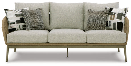 Swiss Valley Outdoor Sofa and Loveseat in Beige from Ashley - Luna Furniture