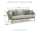 Swiss Valley Outdoor Sofa and Loveseat with Coffee Table in Beige from Ashley - Luna Furniture