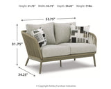 Swiss Valley Outdoor Sofa and Loveseat with Coffee Table in Beige from Ashley - Luna Furniture