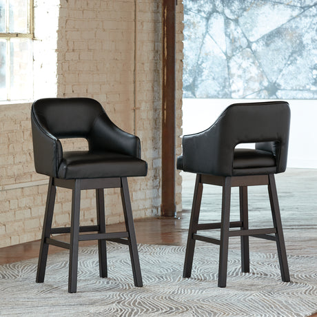 Tallenger 2-Piece Bar Stool in Black/Dark Brown - PKG008409