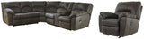 Tambo 2-Piece Sectional with Recliner in Pewter - PKG001049