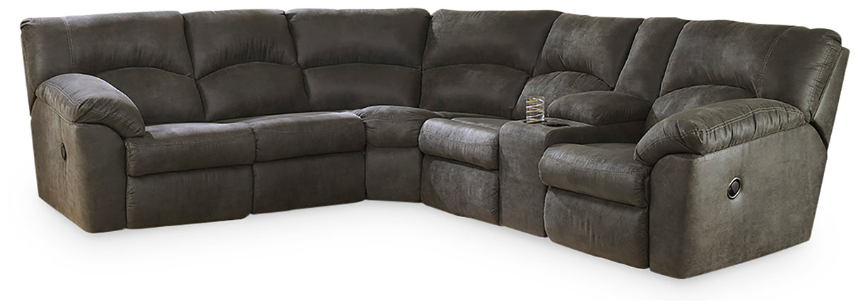 Tambo 2-Piece Sectional with Recliner in Pewter - PKG001049