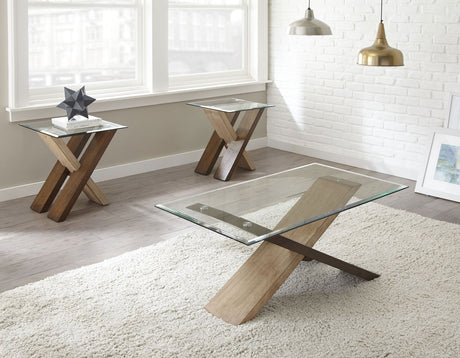 Tasha 3-Piece Set(Glass Top Cocktail & 2 End Tables) from Steve Silver - Luna Furniture