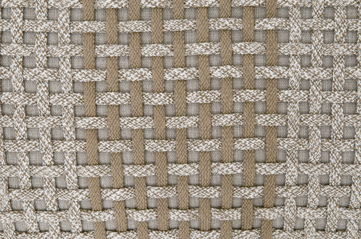 Cross Accent Cube in Taupe & White Flat Rope, Taupe Stripe - 6880.WTA/TAU