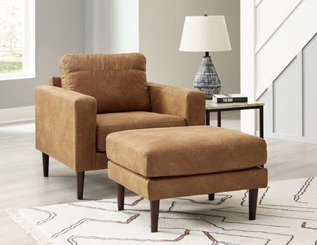 Telora Chair and Ottoman in Caramel - PKG015057