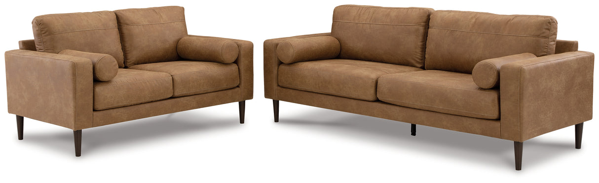 Telora Sofa and Loveseat in Caramel - PKG015058