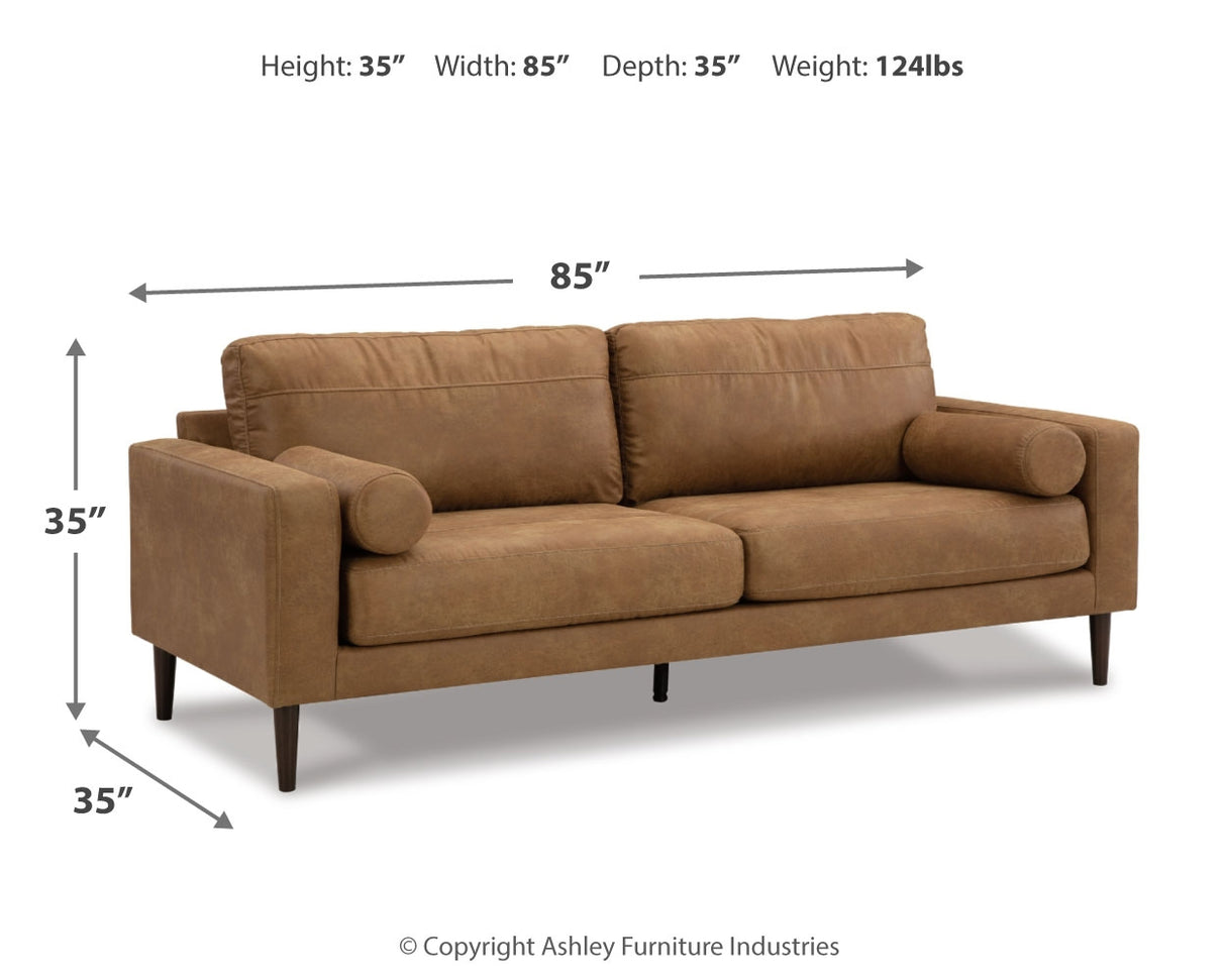 Telora Sofa, Loveseat, Chair and Ottoman in Caramel - PKG015059