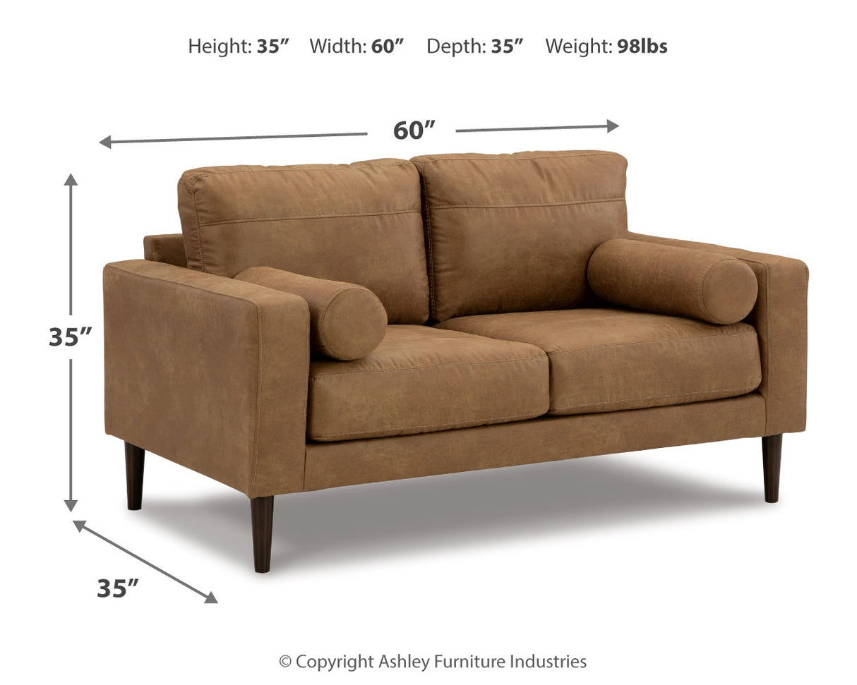 Telora Sofa, Loveseat, Chair and Ottoman in Caramel - PKG015059