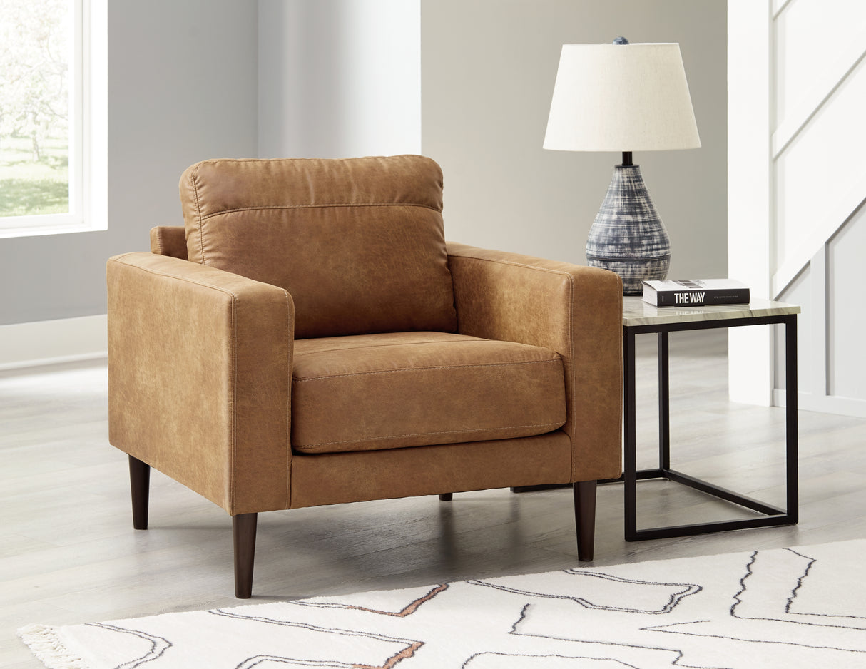 Telora Sofa, Loveseat, Chair and Ottoman in Caramel - PKG015059