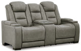 The Man-Den Sofa, Loveseat and Recliner in Gray - PKG010460