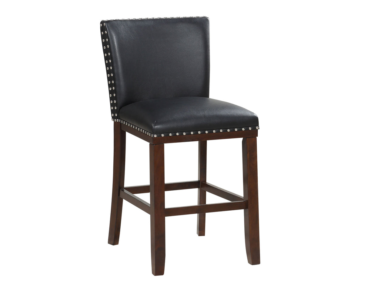 Tiffany 24″ Counter Stool, Black Vegan Leather, Set of 2 - TF650CCBK