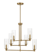 Timeless Six Lights Chandelier With Clear Ribbed Glass - Satin Brass - PNL03901401