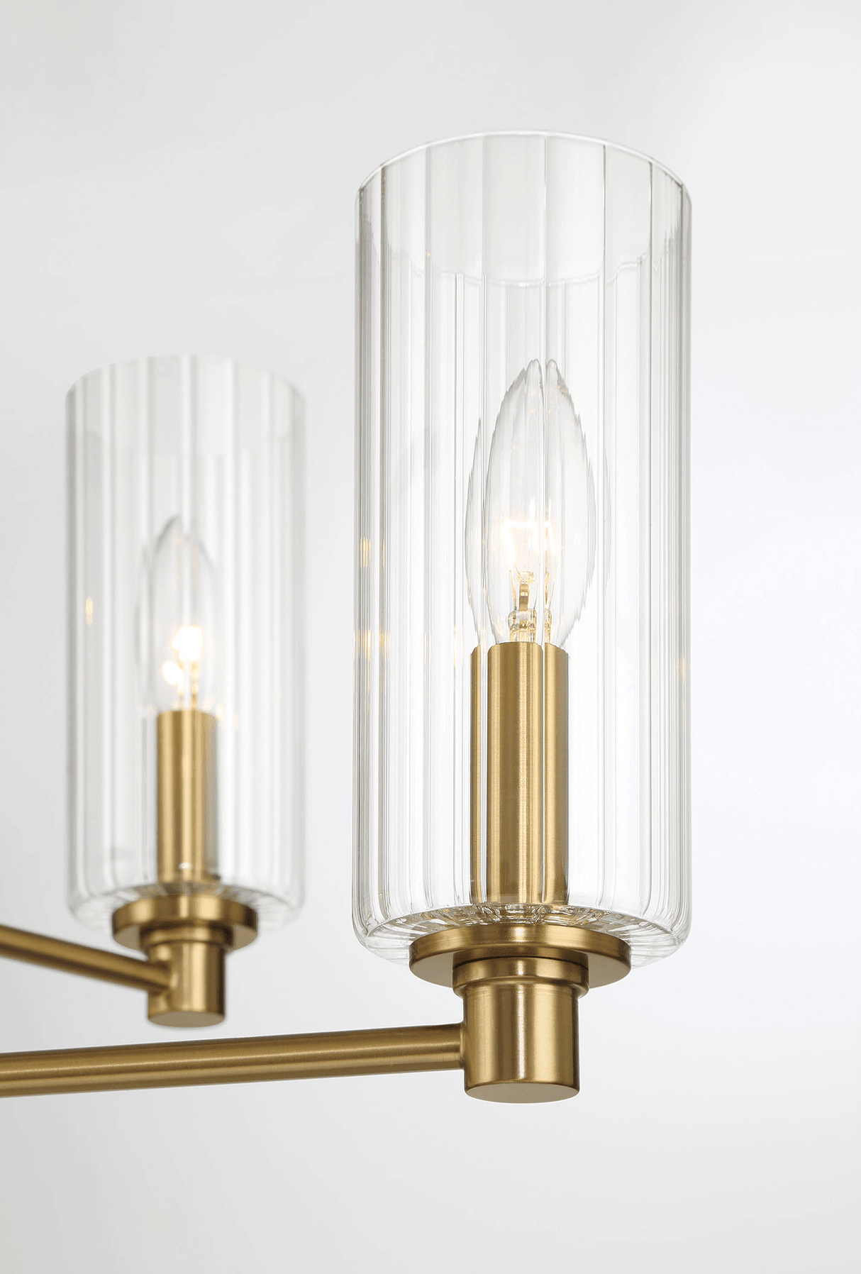 Timeless Six Lights Chandelier With Clear Ribbed Glass - Satin Brass - PNL03901401