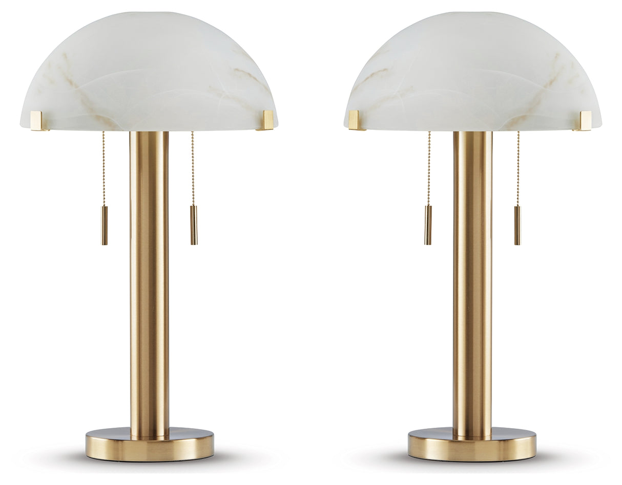 Tobbinsen 2-Piece Table Lamp Set in Brass Finish - PKG018491