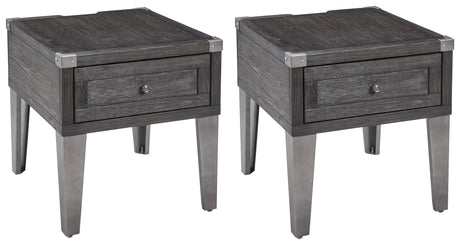 Todoe 2 End Tables in Dark Gray - PKG008457