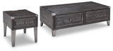 Todoe Coffee Table with 1 End Table in Dark Gray from Ashley - Luna Furniture