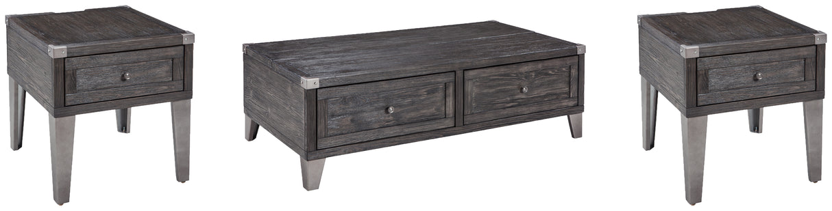 Todoe Coffee Table with 2 End Tables in Dark Gray from Ashley - Luna Furniture