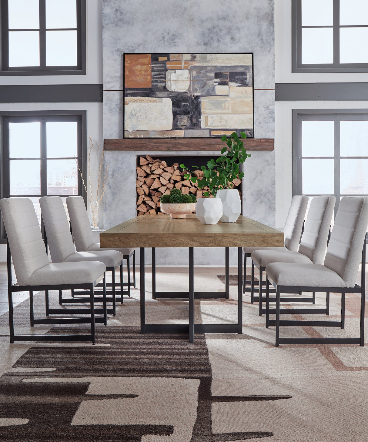 Tomtyn Dining Table and 8 Chairs in Light Brown from Ashley - Luna Furniture