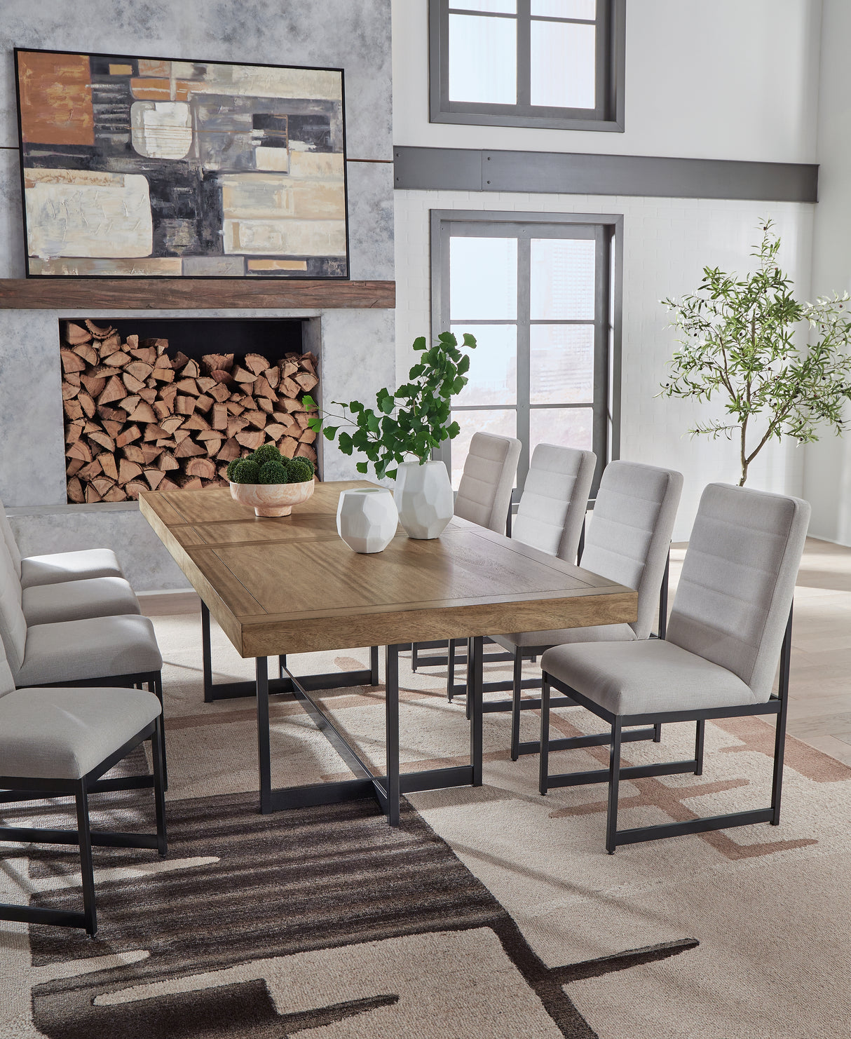 Tomtyn Dining Table and 8 Chairs in Light Brown from Ashley - Luna Furniture