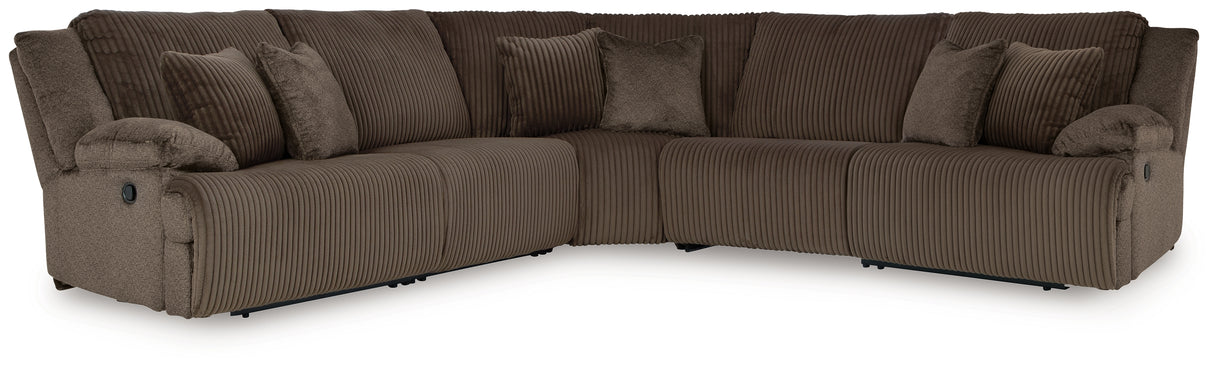 Top Tier 5-Piece Sectional with Recliner in Chocolate - PKG019386