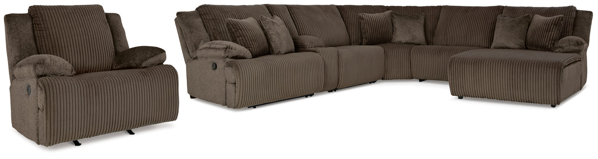 Top Tier 6-Piece Sectional with Recliner in Chocolate - PKG019384