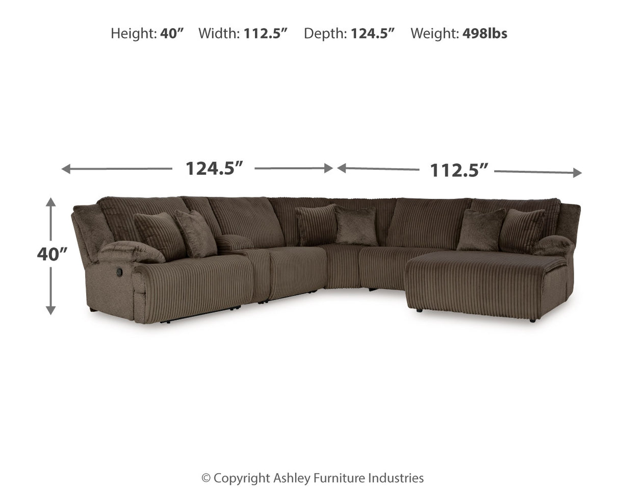 Top Tier 6-Piece Sectional with Recliner in Chocolate - PKG019384