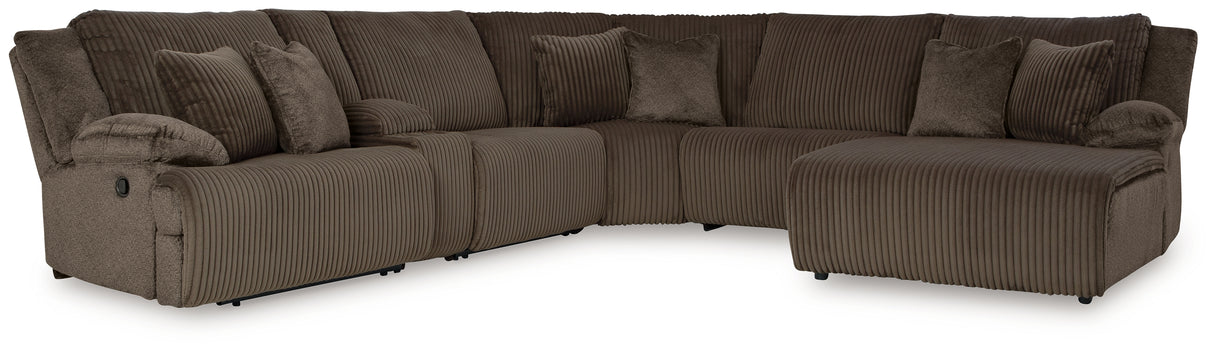 Top Tier 6-Piece Sectional with Recliner in Chocolate - PKG019384