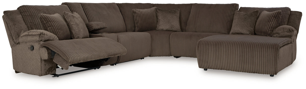 Top Tier 6-Piece Sectional with Recliner in Chocolate - PKG019384