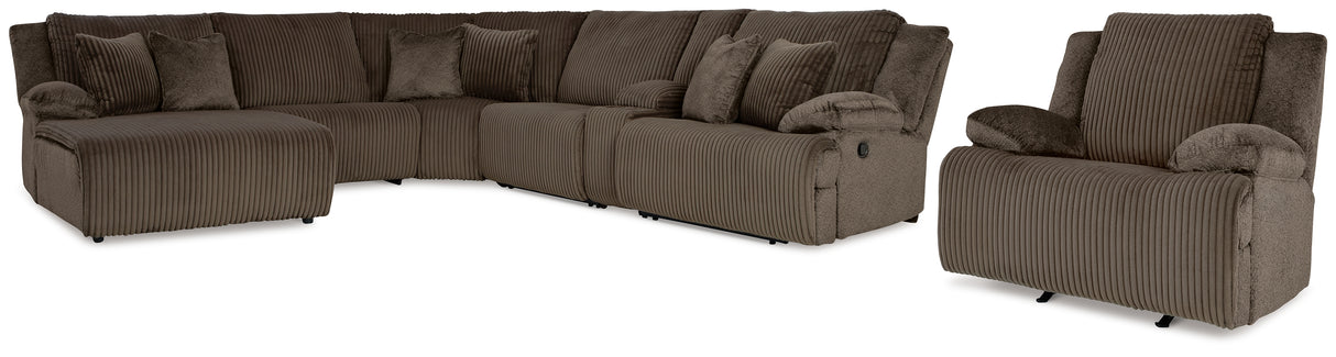 Top Tier 6-Piece Sectional with Recliner in Chocolate - PKG019385