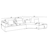 Toscano 134-inch Upholstered Sectional Sofa Grey from Coaster - Luna Furniture