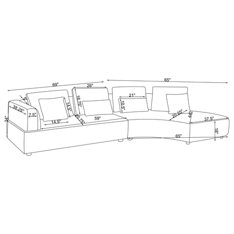 Toscano 134-inch Upholstered Sectional Sofa Grey from Coaster - Luna Furniture