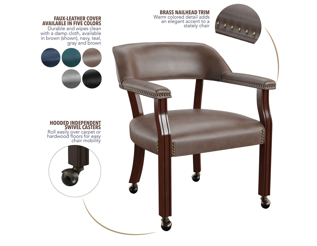 Tournament Arm Chair w/Casters – Brown - TU500A