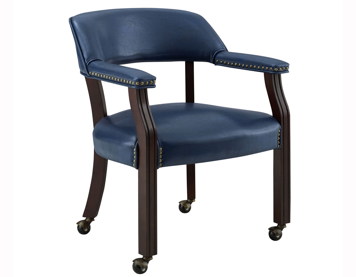 Tournament Arm Chair w/Casters, Navy from Steve Silver - Luna Furniture