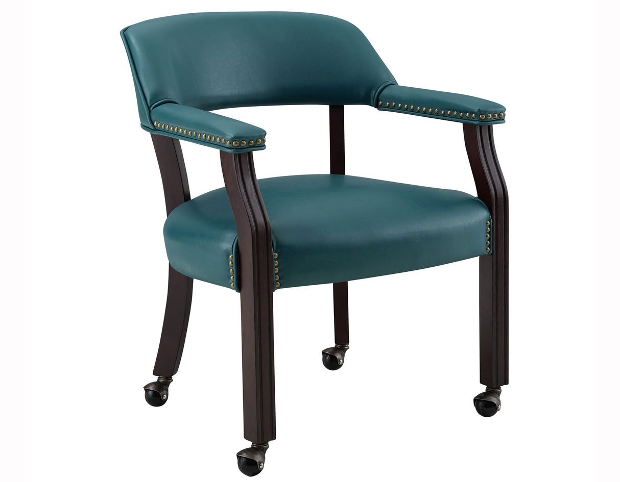 Tournament Arm Chair w/Casters, Teal from Steve Silver - Luna Furniture