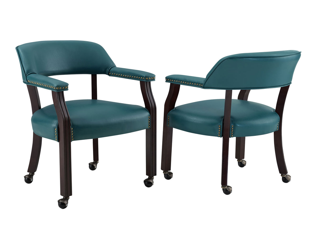 Tournament Arm Chair w/Casters, Teal from Steve Silver - Luna Furniture