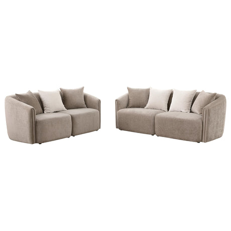 Townsend 2-piece Chenille Upholstered Sofa Set Latte from Coaster - Luna Furniture