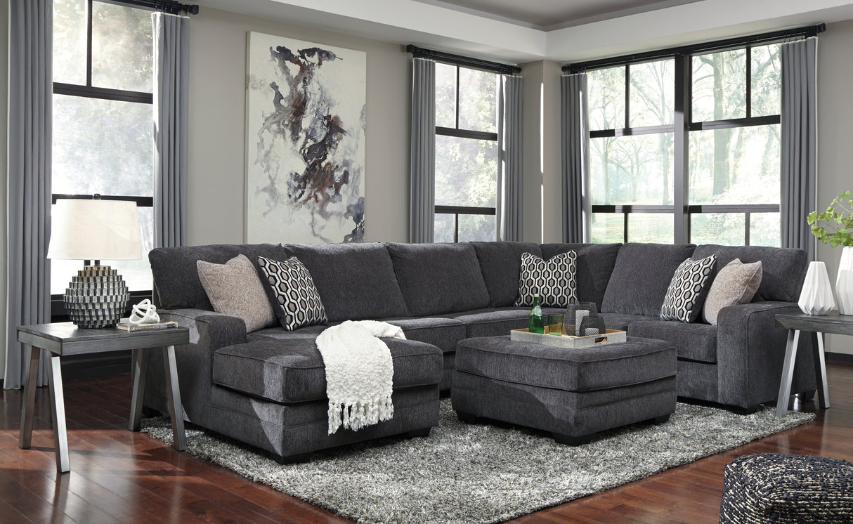 Tracling 3-Piece Sectional with Ottoman in Slate - PKG001612