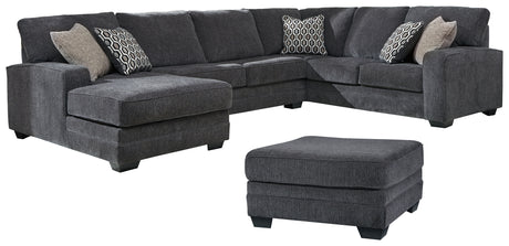 Tracling 3-Piece Sectional with Ottoman in Slate - PKG001612