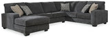 Tracling 3-Piece Sectional with Ottoman in Slate - PKG001612