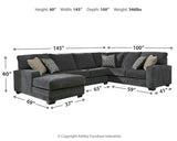 Tracling 3-Piece Sectional with Ottoman in Slate - PKG001612