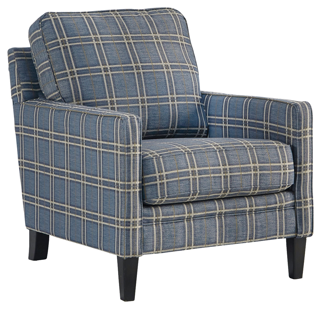 Traemore Chair and Ottoman in River - PKG001038