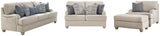 Traemore Sofa, Loveseat, Chair and Ottoman in Linen - PKG001041