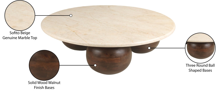 Treviso Marble Coffee Table in Beige from Meridian - Luna Furniture