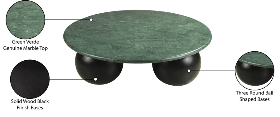 Treviso Marble Coffee Table in Green from Meridian - Luna Furniture