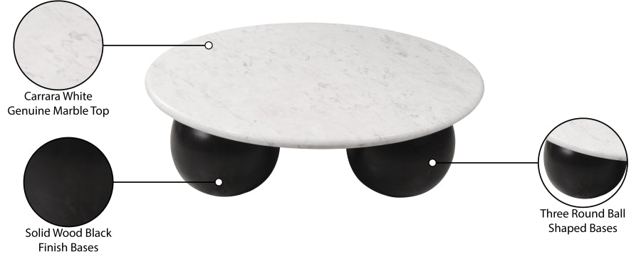 Treviso Marble Coffee Table in White from Meridian - Luna Furniture